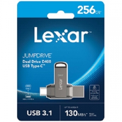 Lexar JumpDrive D400, Titanium, 256GB, USB3.1 Type-A and Type-C