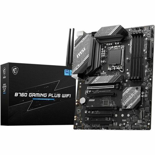 MSI B760 GAMING PLUS WIFI, ATX, Intel LGA 1700, 4xDDR5, 2xM.2, 4xSATA 6Gb/s, RAID, 5xPCIe, 1xHDMI, 1xDP, GbE LAN, Wireless AX+Bluetooth, 1xUSB-C, 2xUSB3.0, 4xUSB2.0