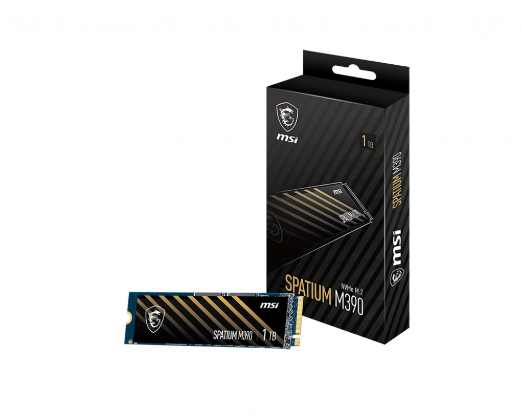 MSI SPATIUM M390 NVME M.2 SSD 1TB, M.2 NVMe, PCIe4.0, Read Speed: Up to 3300MB/s, Write Speed: Up to 3000MB/s