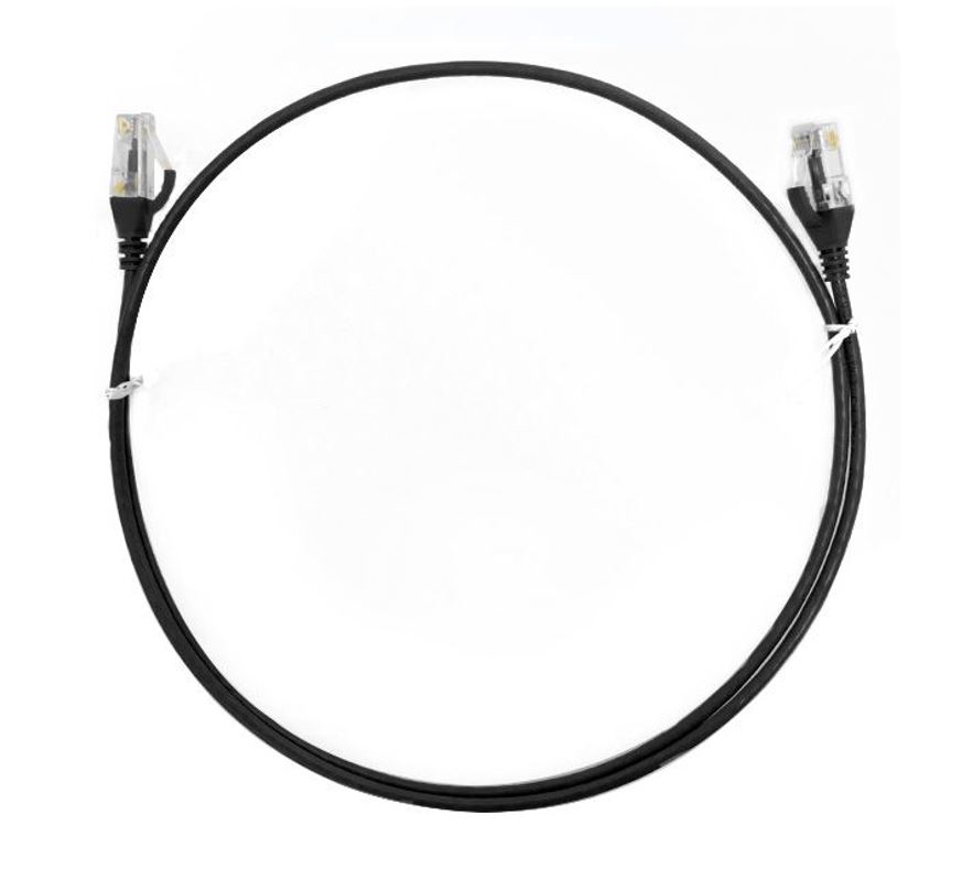 8Ware CAT6THINBK-050M, CAT6 Ultra Thin Slim Cable, Length: 0.5m, Black, 3 Year Warranty