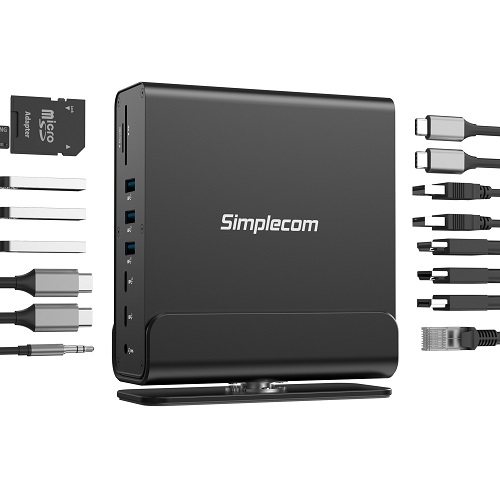Simplecom CHT815, USB-C Docking Station, 100W, 2xHDMI, 1x1xDP, 1xRJ-45, 4xUSB-C, 5xUSB-A, 1xSD Slot, 1xMicroSD Slot, 1 Year Warranty