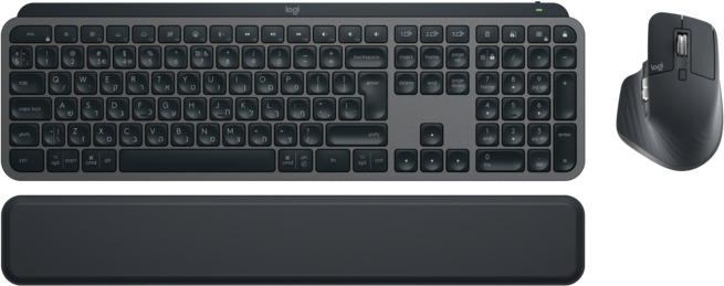 Logitech 920-011605, MX Keys S Wireless Keyboard and Mouse Combo with MX Palm Rest, Graphite, 1 Year Warranty