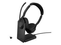 JABRA WIRELESS EVOLVE2 55 MS STEREO BLUETOOTH ANC HEADSET W/CHARGING STAND, LINK390C,USB-C