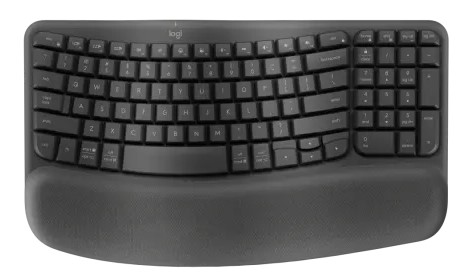 Logitech 920-012281, Wave keys Wireless Ergonomic Keyboard, Bluetooth, USB, Graphite, 1 Year Warranty