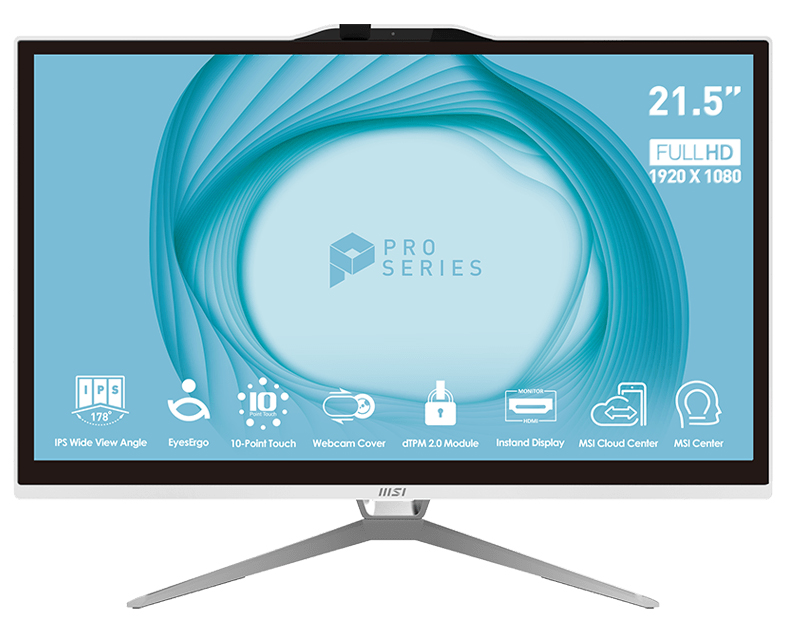 MSI PRO AP222T 13M-026AU, AIO, 21.5" FHD Touch Screen, Intel i5-13400, 8GB DDR4 RAM, 512GB NVMe SSD, Keyboard+Mouse, Wireless AC+Bluetooth, Windows 11 Pro, 1 Year Onsite Warranty
