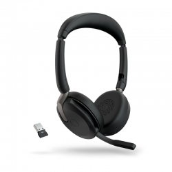 Jabra 26699-989-989, Evolve2 65 Flex UC, Stereo Headset, On-ear, Bluetooth, Charging Stand + LINK380A, USB-A, Black