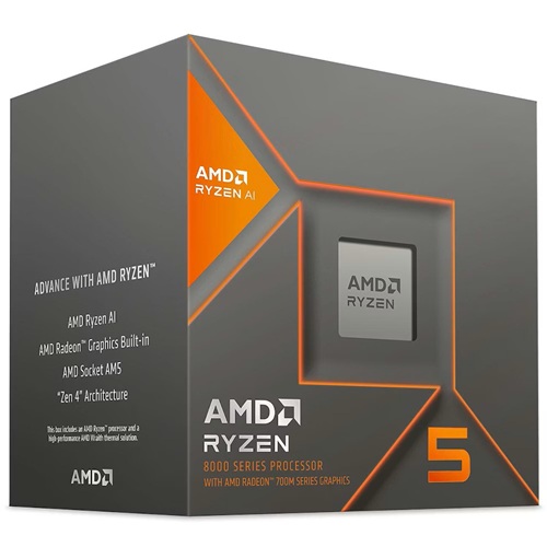 AMD 100-100001237BOX, Ryzen 5-8600G, AM5 Socket, 6 Core, 12 Threads, Base: 4.3GHz, Turbo: 5.0GHz, 24MB Cache, TDP: 65W, 3 Year Warranty