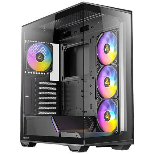 Antec C3-ARGB, Constellation Series, Mid-Tower, Tempered Glass, Drive Bays: 1x3.5"/2.5", 3x2.5", Expansion Slot: 7, Motherboard Support: ATX/Micro-ATX/ITX, Pre-Installed Fan: 4x120mm, ARGB, Black, 2 Year Warranty