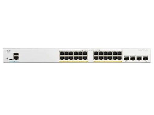Cisco C1300-24P-4G, Catalyst 1300 Series Ethernet Switch, 24xGbE PoE+ Port, 4xGbE SFP Port, Layer 3, Managed, 1U Rack-Mountable, PoE Budget: 195W, Limited Lifetime Warranty
