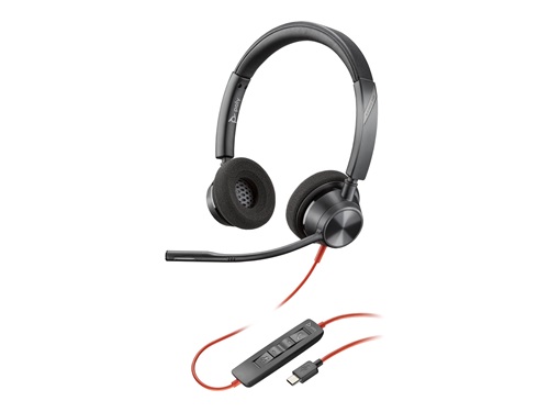 HP POLY BLACKWIRE 3320, UC, STEREO USB-C CORDED HEADSET, INCLUDING USB-A ADAPTOR