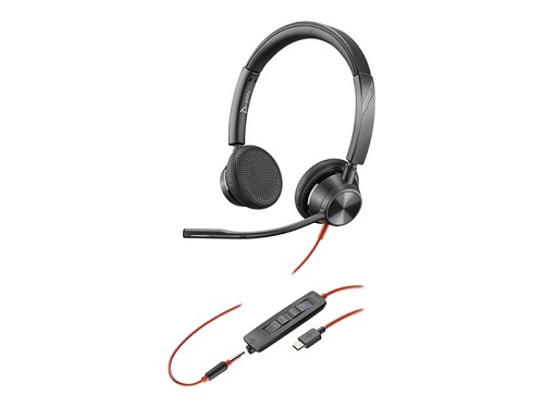 HP POLY BLACKWIRE 3325 MS, STEREO USB-C CORDED HEADSET, 3.5MM INC USB-A ADAPTOR