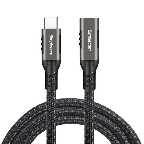 Simplecom CAU610, Extension Cable, USB-C to USB-C, Male to Female, 100W PD, Length:1m, Black, 1 Year Warranty