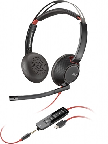 HP POLY BLACKWIRE C5220 UC STEREO USB-C CORDED HEADSET, 3.5MM INC USB-A ADAPTOR