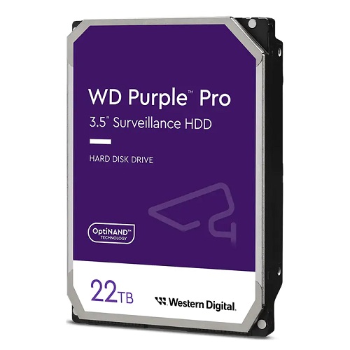Western Digital WD221PURP, Purple Pro Surveillance, 22TB, 3.5", SATA 6Gb/s, 7200RPM, 512MB Cache, 5 Year Warranty