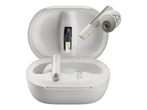 HP/Poly 7Y8G7AA, Voyager Free 60+ MS, Bluetooth Stereo Earbuds, Touchscreen Charge Case, BT700 Dongle, USB-A, Active Noise Cancelling (ANC), White, 2 Year Warranty