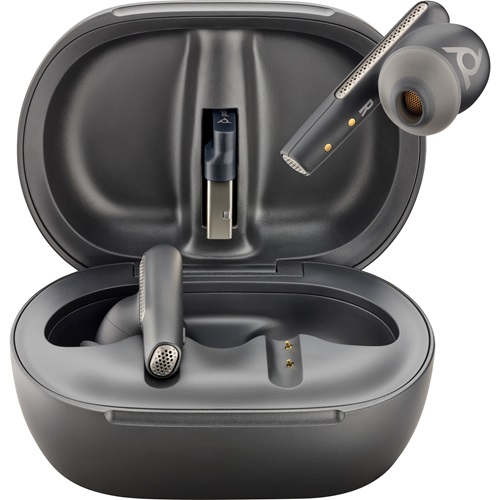 HP/Poly 7Y8G9AA, Voyager Free 60+ MS, Bluetooth Stereo Earbuds, Touchscreen Charge Case, BT700 Dongle, USB-A, Active Noise Cancelling (ANC), Black, 2 Year Warranty