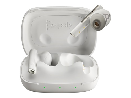 HP/Poly 7Y8L6AA, Voyager Free 60 MS, Bluetooth Stereo Earbuds, Basic Charge Case, BT700 Dongle, USB-C, Active Noise Cancelling (ANC), White, 2 Year Warranty