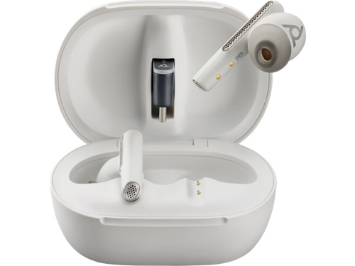 HP/Poly 7Y8G6AA, Voyager Free 60+ UC, Bluetooth Stereo Earbuds, Touchscreen Charge Case, BT700 Dongle, USB-C, Active Noise Cancelling (ANC), White, 2 Year Warranty