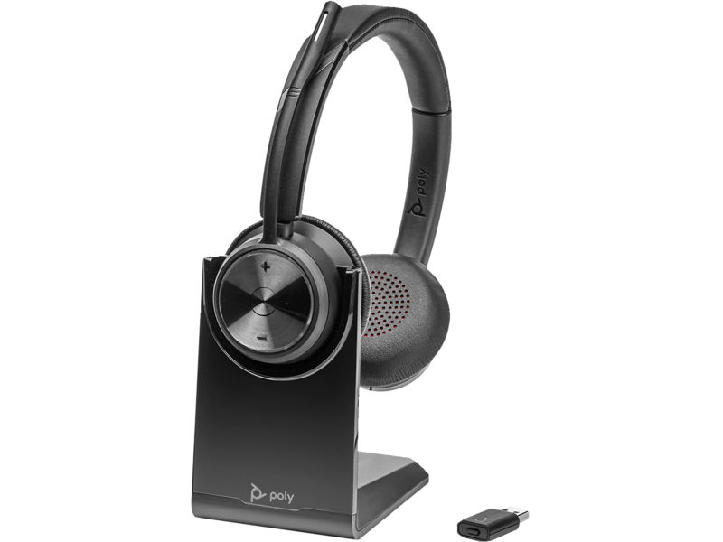 HP/Poly 8L545AA, Savi 7320 UC, Wireless Stereo Headset, Charging Stand, D400 Dongle, USB-A, Black