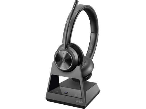 HP/Poly 8L553AA, Savi 7320 MS, Wireless Stereo Headset, Charging Stand, D400 Dongle, USB-A, Black