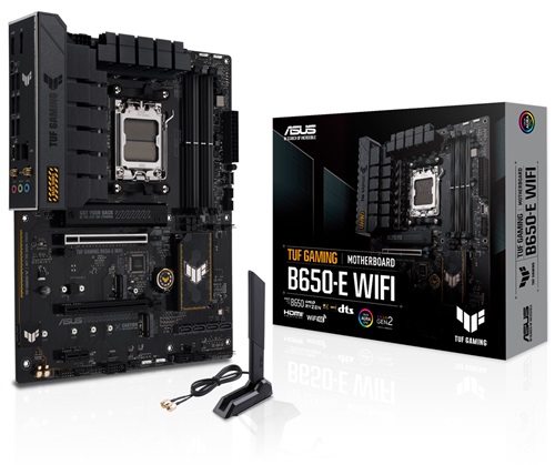 ASUS TUF GAMING B650-E WIFI MB, ATX, AMD AM5, 4xDDR5, 3xM.2, 4xSATA 6Gb/s, RAID, 2x PCIe, 1xHDMI, 1xDP, 2.5GbE Ethernet, Wireless AX+Bluetooth, 1xUSB-C, 4xUSB-A, 3xUSB2.0, 3 Year Warranty