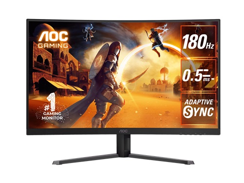 AOC CQ32G4E, 31.5" Fast VA Curved, 2560x1440, 16:9, 1ms, 180Hz, Adaptive Sync, 1xHDMI, 1xDP, VESA, Tilt, 3 Year Warranty