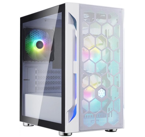 SilverStone SST-FAH1MW-PRO, FARA H1 M Pro White Micro ATX Case, Tempered Glass Window, NO PSU, 1x USB 3.0, HD Audio, Steel Honeycomb Front Panel Design, 3x ARGB Fans Included