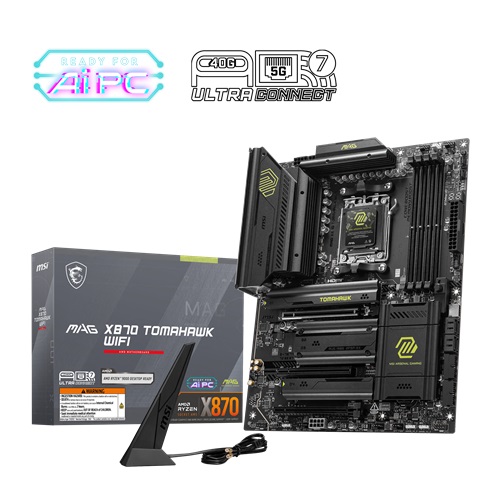 MSI MAG X870 TOMAHAWK WIFI, ATX, AMD AM5, 4xDDR5, 4xM.2, 4xSATA 6Gb/s, RAID, 3xPCIe, 1xHDMI, 2xDP, GbE LAN, Wi-Fi 7+Bluetooth, 3xUSB-C, 5xUSB-A, 4xUSB2.0, 3 Year Warranty