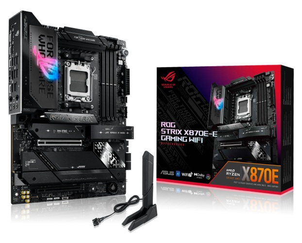 Asus ROG STRIX X870-F GAMING WIFI, ATX, AMD AM5, 4xDDR5, 4xM.2, 2xSATA 6Gb/s, RAID, 3xPCIe, 1xHDMI, 1xDP, 2.5Gb Ethernet, Wi-Fi 7+Bluetooth, 3xUSB-C, 9xUSB-A