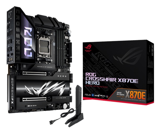 Asus ROG CROSSHAIR X870E HERO, ATX AMD AM5, 4xDDR5, 2xM.2, 4xSATA 6Gb/s, RAID, 2xPCIe, 1xHDMI, GbE LAN, Wi-Fi 7+Bluetooth, 4xUSB-C, 6xUSB-A