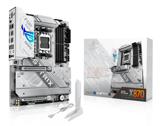Asus ROG STRIX X870-A GAMING WIFI, ATX, AMD AM5, 4xDDR5, 4xM.2, 2xSATA 6Gb/s, RAID, 3xPCIe, 1xHDMI, 1xDP, 2.5Gb Ethernet, WiFi 7+Bluetooth, 3xUSB-C, 9xUSB-A
