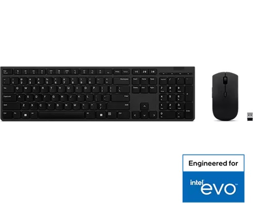 Lenovo 4X31K03931, Wireless Professional Rechargeable Combo Keyboard and Mouse