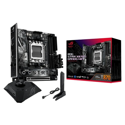 Asus ROG STRIX X870-I GAMING WIFI, Mini-ITX, AMD AM5, 2xDDR5, 2xM.2, 2xSATA 6Gb/s, RAID, 2xPCIe, 1xHDMI, 2.5Gb Ethernet, Wi-Fi 7+Bluetooth, 3xUSB-C, 4xUSB-A, 3xUSB2.0, 3 Year Warranty