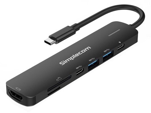 Simplecom CHT570, USB-C, SuperSpeed, 7-in-1 Multiport Hub Adapter, HDMI 2.0 Docking Station, 1 Year Warranty