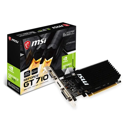 MSI GT 710 2GD3H, 2GB GDDR3 (1600MHz), PCI-E 2.0, DVI, HDMI, VGA, Low-Profile bracket included, 3 Year Warranty