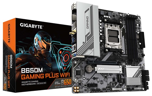 Gigabyte B650M GAMING PLUS WIFI, Micro ATX, AMD AM5, 4xDDR5, 2xM.2, 4xSATA 6Gb/s, RAID, 1xPCIe, 1xHDMI, 2xDP, GbE LAN, Wireless AX+Bluetooth, 1xUSB-C, 3xUSB3.2, 2xUSB2.0, 3 Year Warranty