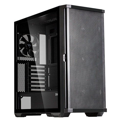 Zalman Z10, Mid-Tower, Tempered Glass, Drive Bays: 2x3.5", 2x2.5", Expansion Slot: 7, Motherboard Support: ATX/mATX/Mini-ITX, Pre-Installed Fan: 3x140mm, 1x120mm, Black, 1 Year Warranty