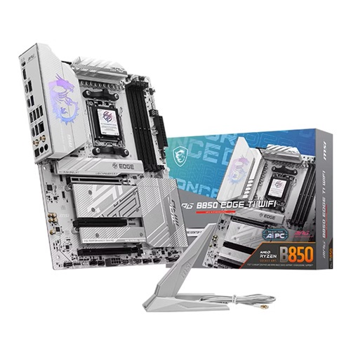 MSI B850 EDGE TI WIFI, ATX, AMD AM5, 4xDDR5, 4xM.2, 4xSATA 6Gb/s, RAID, 3xPCIe, 1xHDMI, GbE LAN, Wi-Fi 7+Bluetooth, 3xUSB-C, 4xUSB2.0, 3xUSB-A, 3 Year Warranty