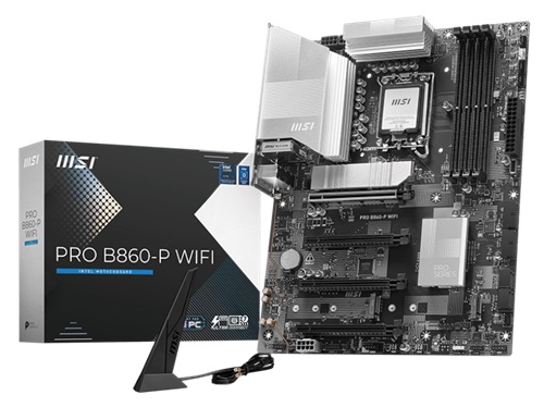 MSI B860-P WIFI, ATX, Intel LGA 1851, 4xDDR5, 3xM.2, 4xSATA 6G, RAID, 4xPCIe, 1xHDMI, 1xDP, 1xTB4, GbE LAN, Wi-Fi 7+Bluetooth, 1xUSB-C, 4xUSB2.0, 4xUSB-A, 3 Year Warranty