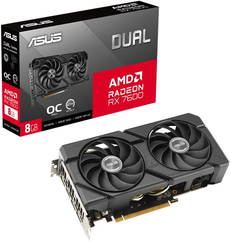 *Limit Apply Pls. Contact Your AM* ASUS DUAL-RX7600-O8G-EVO, AMD Dual Radeon RX 7600, 8GB DDR6, Core Clock: 2715MHz, Cuda Core: 2048, 1xHDMI, 3xDP, PSU: 550W, PCIe 4.0, 3 Year Warranty