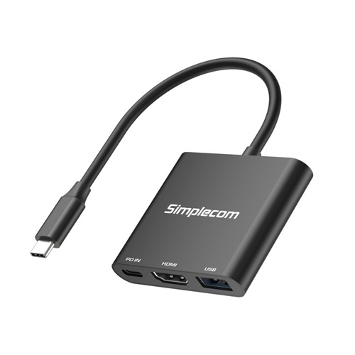 Simplecom DA320, USB-C 3-In-1 Adapter USB 3.2 Gen 1 5Gbps PD HDMI 2.0, 4K@60Hz, 1 Year Warranty