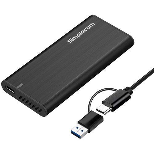 Simplecom SATA M.2 SSD to USB-C Enclosure, USB 3.2 Gen1, 5Gbps