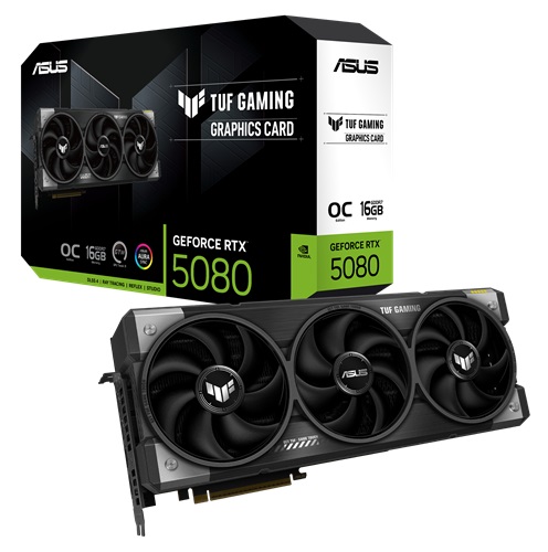 Asus TUF-RTX5080-O16G-GAMING, Nvidia GeForce RTX 5080 OC, 16GB GDDR7, Core Clock: 2730MHz, Cuda Core: 10752, 2xHDMI, 3xDP, PSU: 850W, PCIe5.0, ARGB