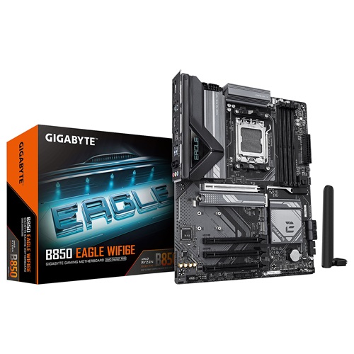 Gigabyte GA-B850-EAGLE-WIFI6E, ATX, AMD AM5, 4xDDR5, 3xM.2, 4xSATA 6Gb/s, RAID, 1xPCIe, 1xHDMI, 1xDP, GbE Lan, Wireless AX+Bluetooth, 1xUSB-C, 4xUSB3.2, 4xUSB2.0, 3 Year Warranty