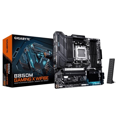 Gigabyte GA B850M Gaming X WiFi, Micro ATX, AMD AM5, 4xDDR5, 2xM.2, 4xSATA 6Gb/s, RAID, 2xPCIe, 1xHDMI, 2xDP, Wireless AX+Bluetooth, 2xUSB-C, 3xUSB3.2, 4xUSB 2.0, 3 Year Warranty