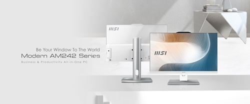 MSI MODERN AM242TP 1M-1255AU, AIO, 23.8", FHD Screen, Intel Core 5-120U, 8GB DDR5 RAM, 512GB NVMe SSD, Webcam, Keyboard+Mouse, WirelessAX+Bluetooth, Windows11 Pro, White, 3 Year Onsite Warranty
