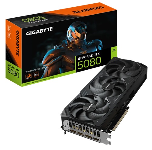 *Limit Apply Pls. Contact Your AM* Gigabyte GV-N5080WF3OC-16GD, Nvidia GeForce RTX 5080 WINDFORCE OC, 16GB GDDR7, Core Clock: 2670MHz, Cuda Core: 10752, 1xHDMI, 3xDP, PSU: 850W, PCIe5.0, 3 Year Warranty