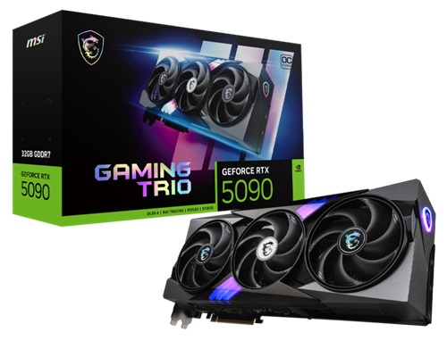 MSI GeForce RTX 5090 32G Gaming Trio OC Graphics Card, Nvidia GeForce RTX 5090, 32GB GDDR7, Core Clock: 2497MHz, Cude Core: 21760, 1xHDMI, 3xDP, PSU: 1000W, PCIe5.0, 3 Year Warranty