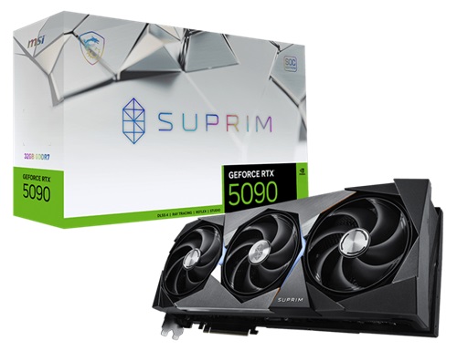 MSI GeForce RTX 5090 32G SUPRIM SOC Graphics Card, Nvidia GeForce RTX 5090, 32GB GDDR7, Core Clock: 2580MHz, Cuda Core: 21760, 1xHDMI, 3xDP, PSU: 1000W, PCIe5.0, 3 Year Warranty