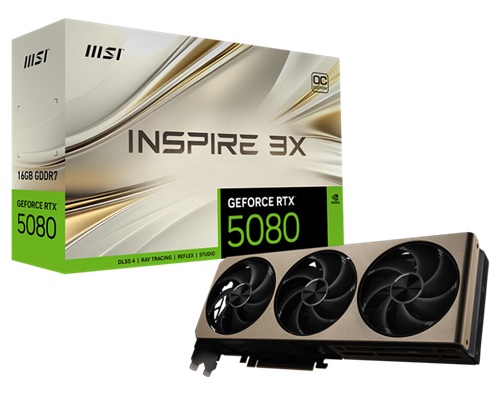 MSI Nvidia GeForce RTX 5080, 16GB GDDR7, Coda Core: 10752, PSU: 850W